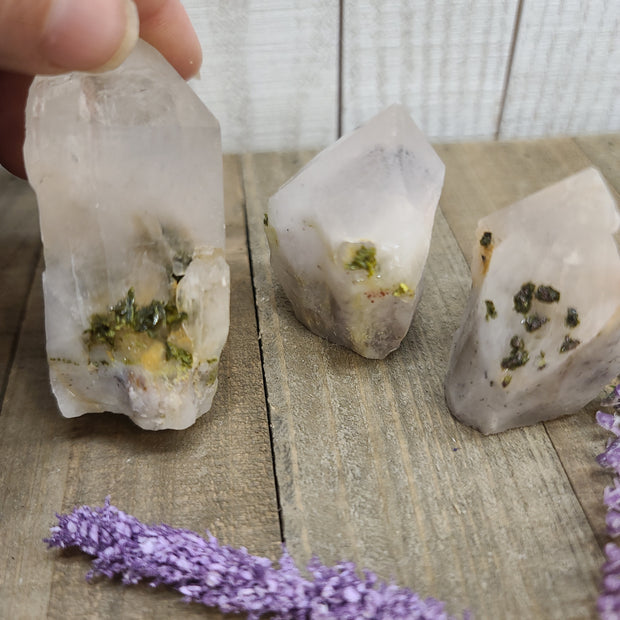 Epidote on Super 7 Crystals